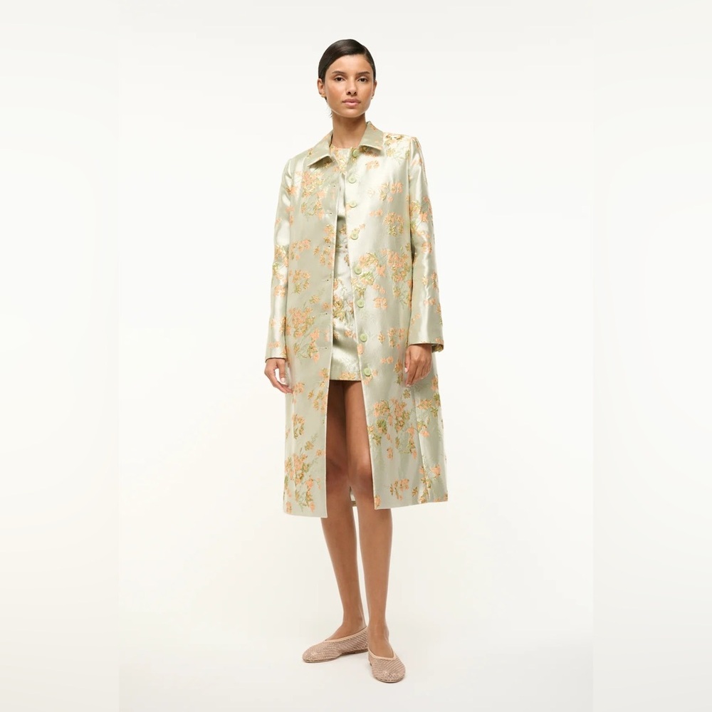 STAUD Floral Satin Coat Garden Party Bloom Antoinette Medium M NWT
